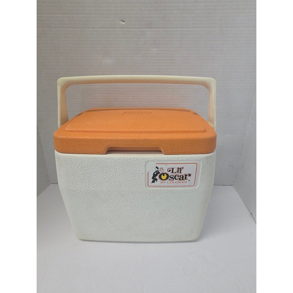 Vintage 1982 Coleman Lil Oscar Cooler Orange White Portable 5272 Made in USA